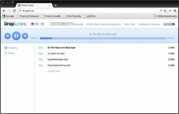 DropTunes in action