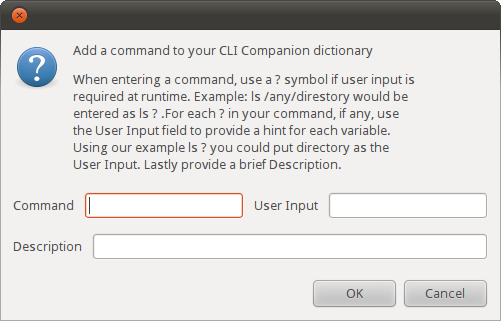 Dialog box for adding a command