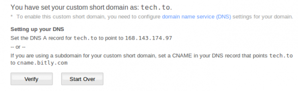 Verify DNS in bitly