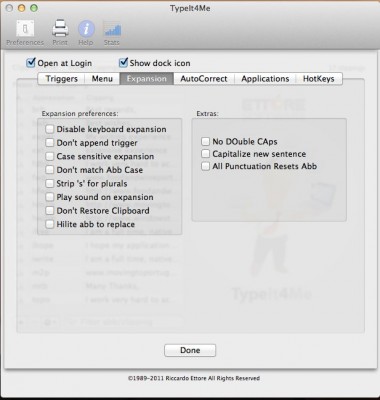 TypeIt4Me has a Comprehensive Set of Options