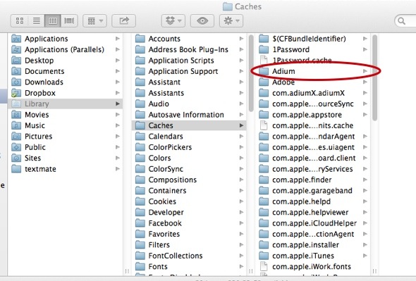 Inside the Caches Folder