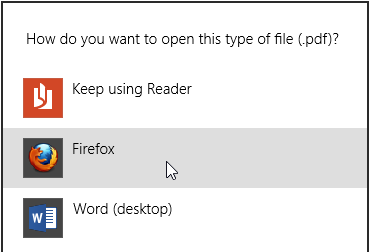 Selecting the default PDF viewer in Windows 8