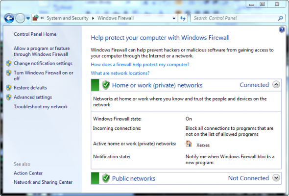 Windows Firewall in Windows 7