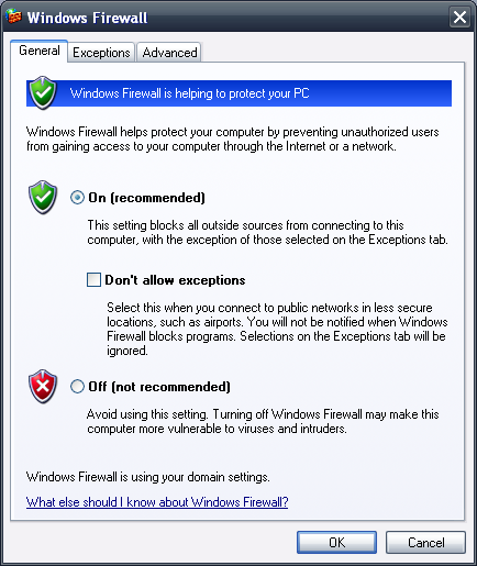 Windows Firewall in Windows XP