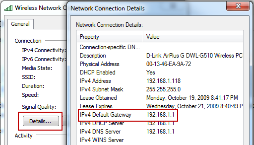 Gateway Address in Connection Details